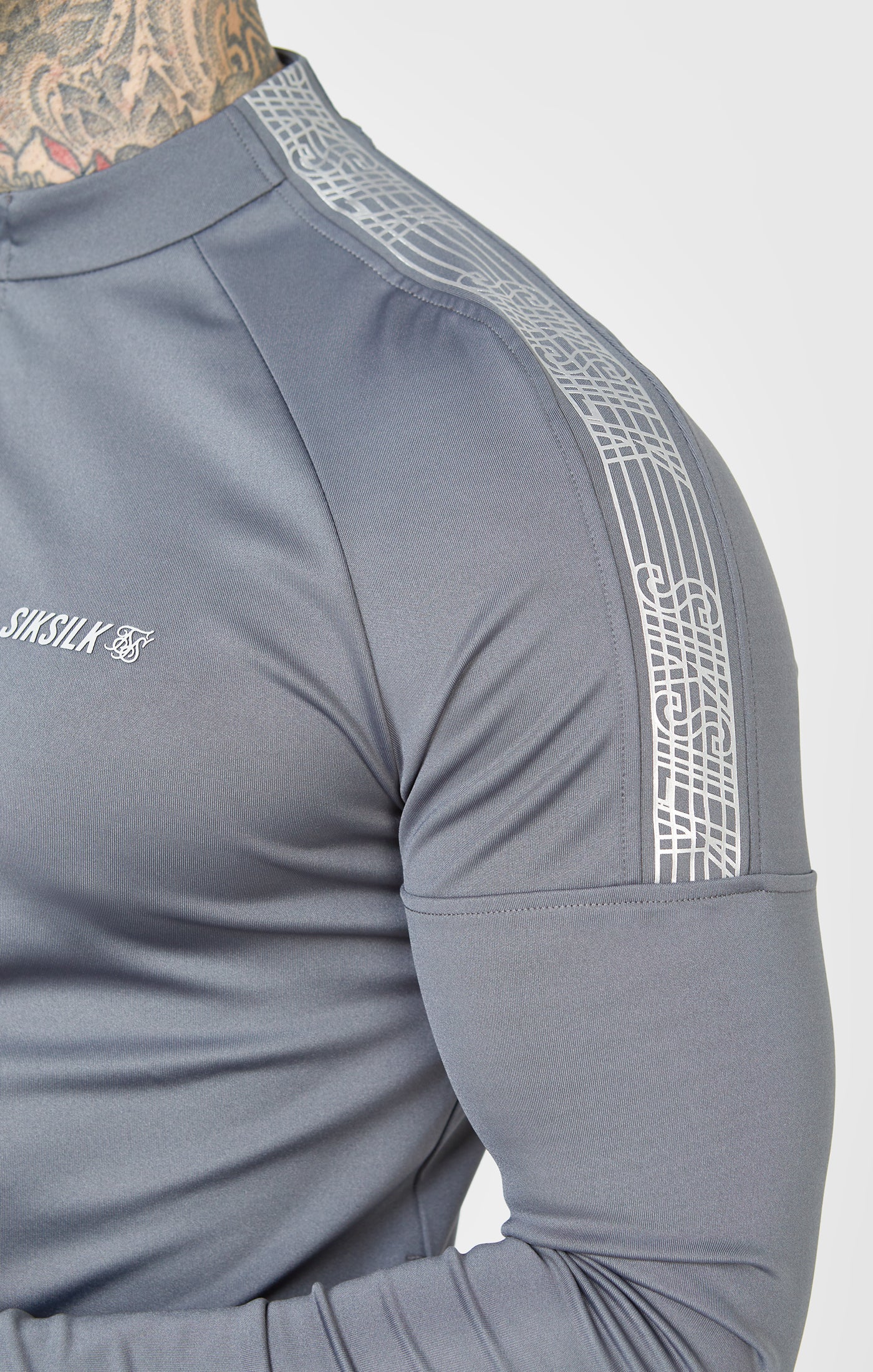 Grey Sports Funnel Neck Zip-Thru - Image 2