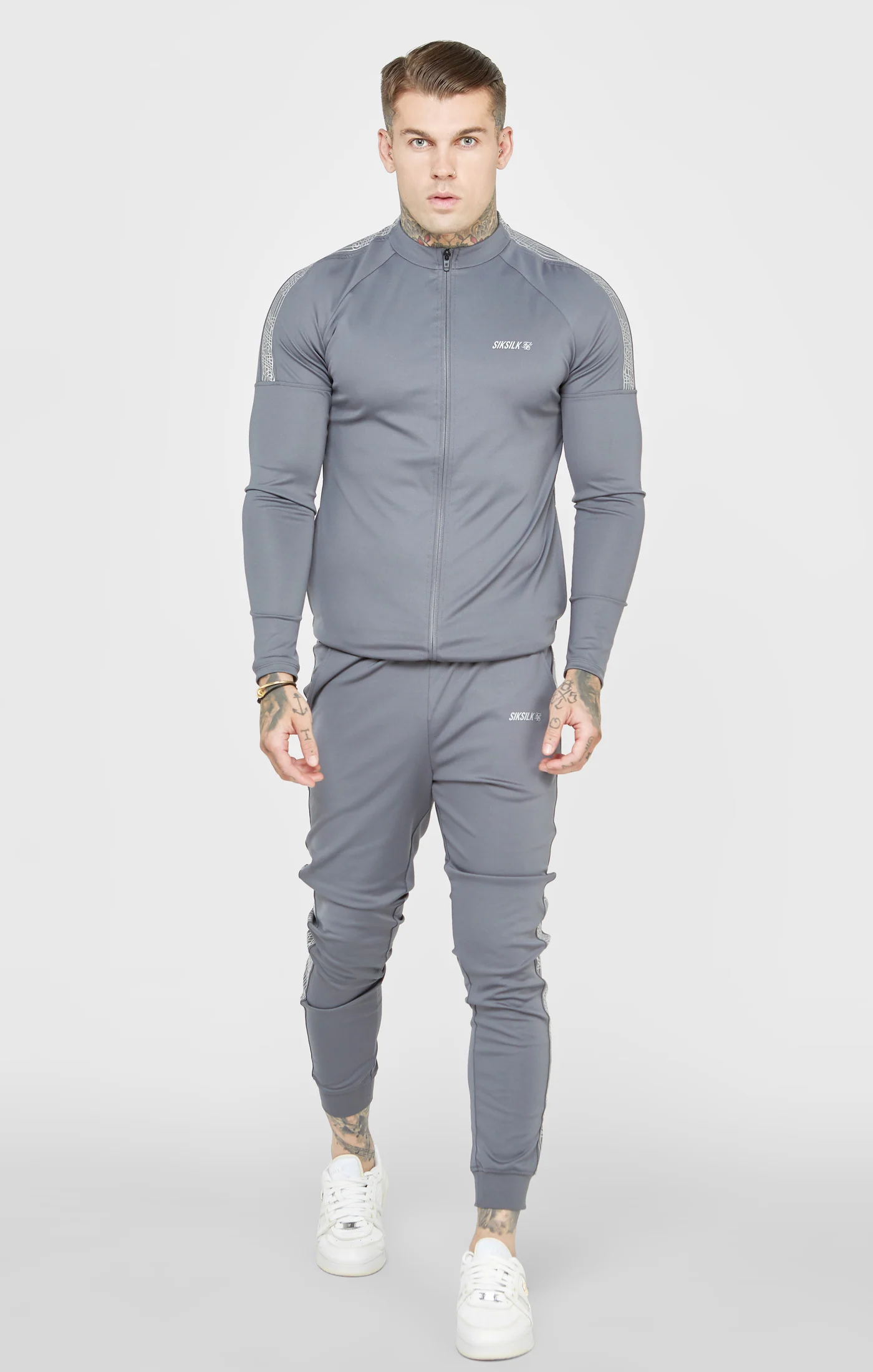 Grey Sports Funnel Neck Zip-Thru - Image 3