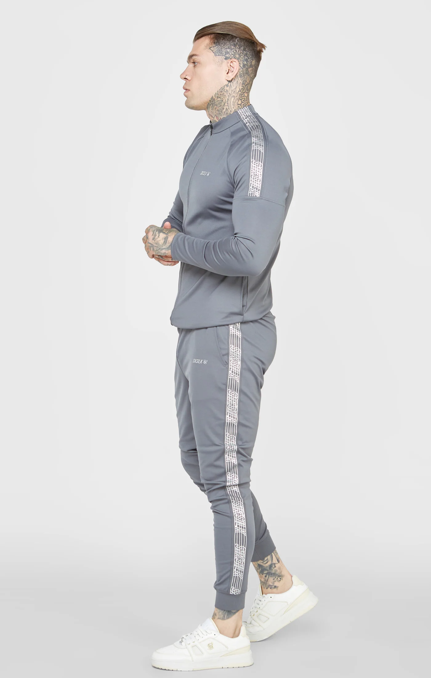 Grey Sports Funnel Neck Zip-Thru - Image 4