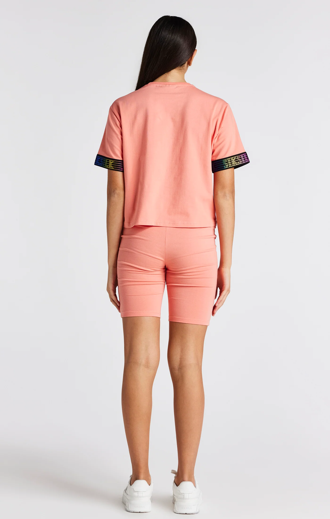 Girls Coral Taped Crop T-Shirt - Image 5