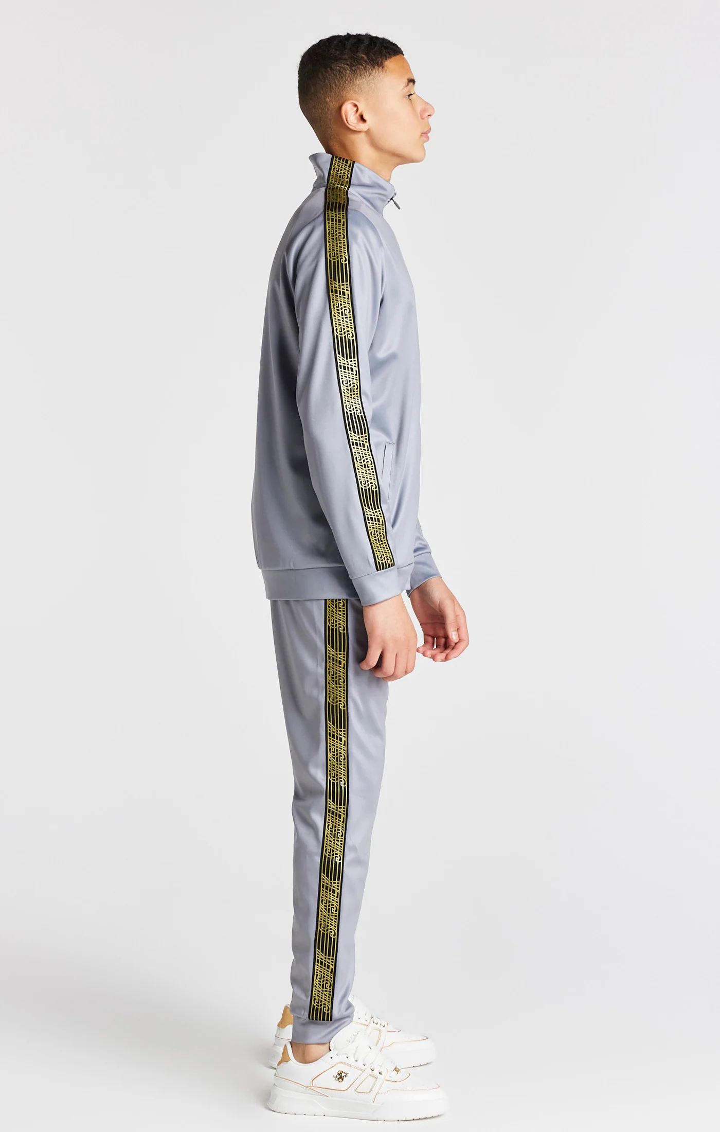Boys Grey Taped Funnel Neck Zip Thru - Image 6