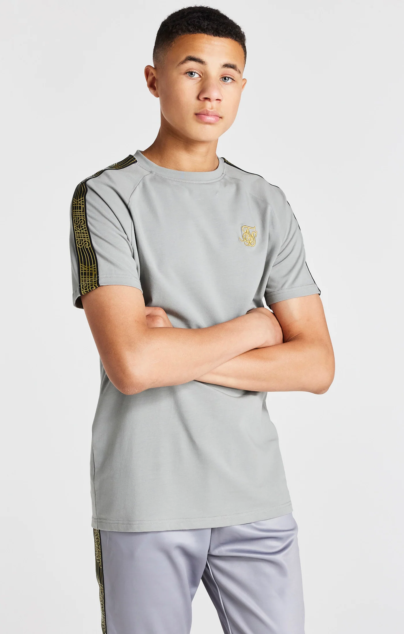 Boys Grey Taped Raglan T-Shirt - Image 6
