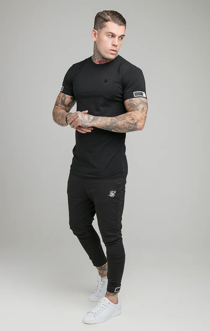Black Short Sleeve Cuff Muscle Fit T-Shirt - Image 3