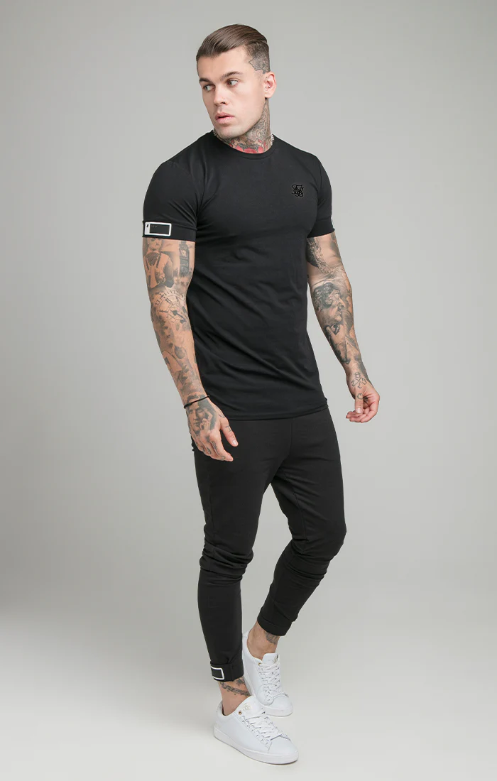 Black Short Sleeve Cuff Muscle Fit T-Shirt - Image 4