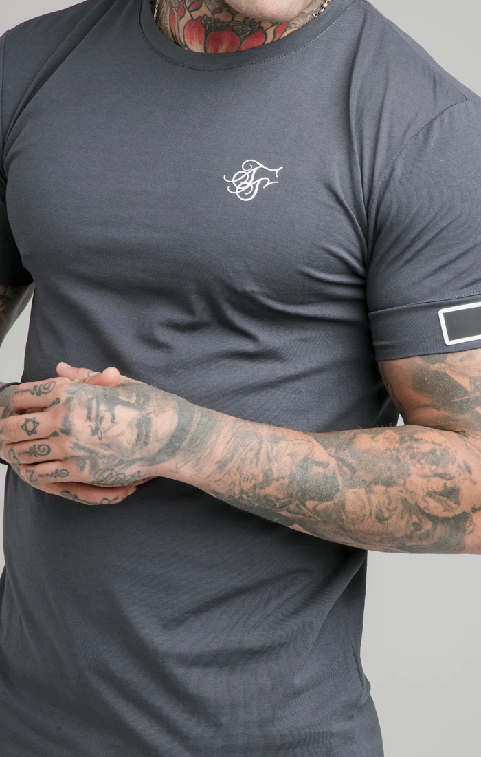 Navy Cuff Muscle Fit T-Shirt - Image 2