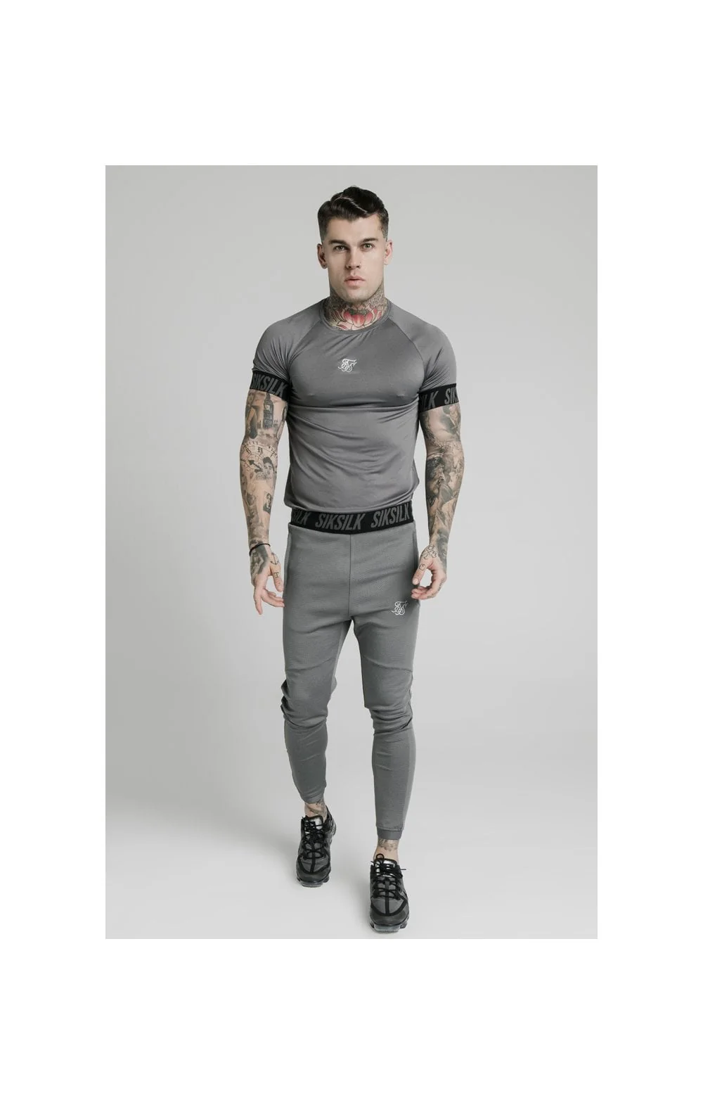 SikSilk S/S Active Tech Tee - Grey - Image 3