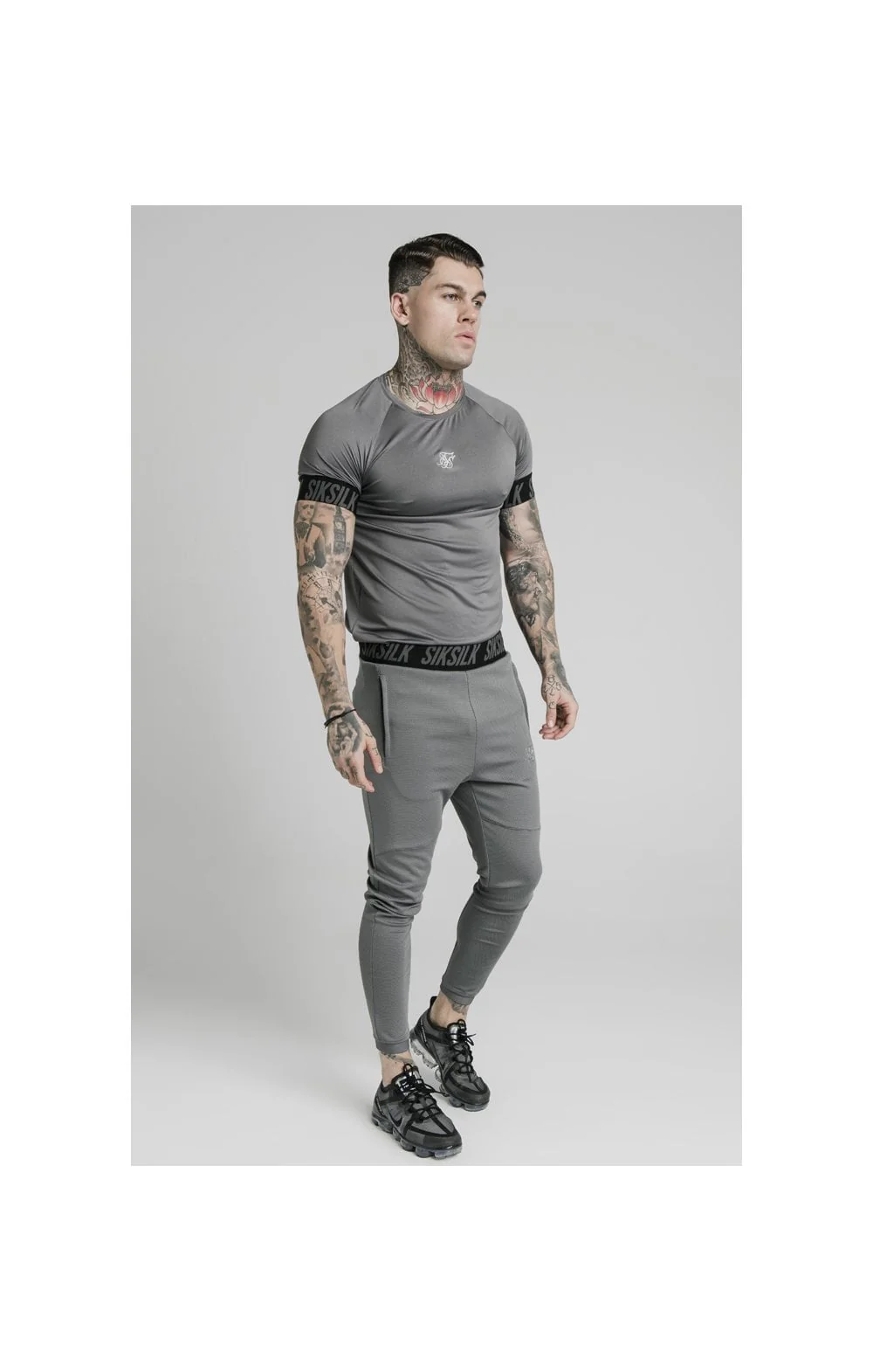 SikSilk S/S Active Tech Tee - Grey - Image 4
