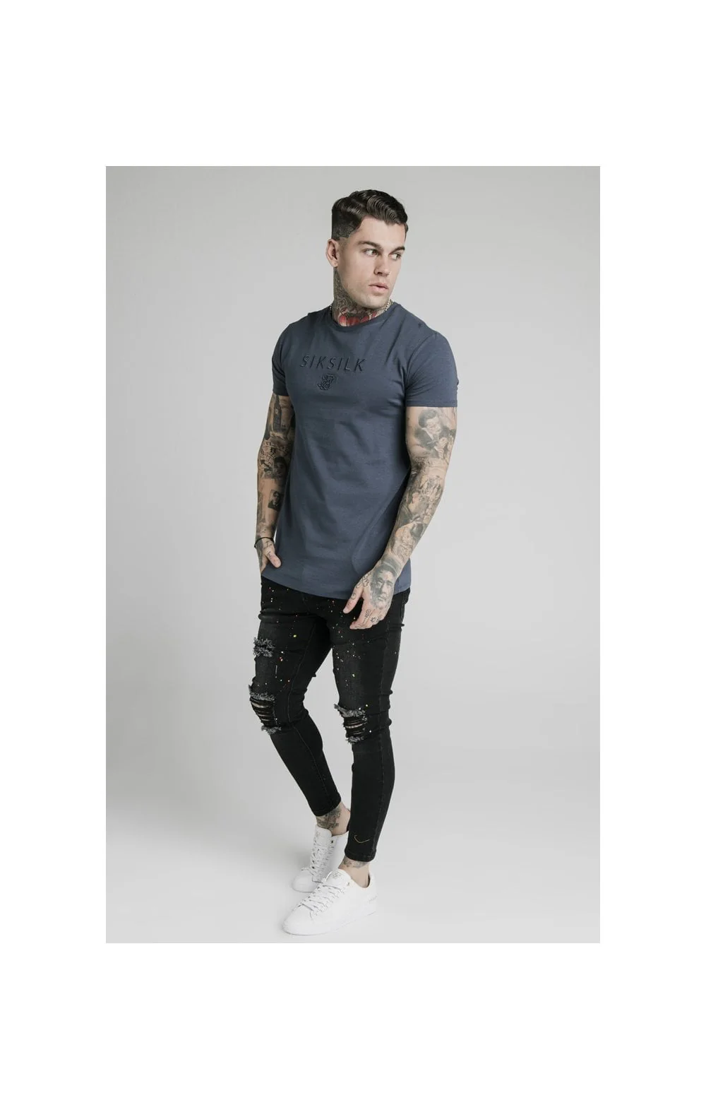 SikSilk S/S Astro Gym Tee - Cosmic Slate - Image 3