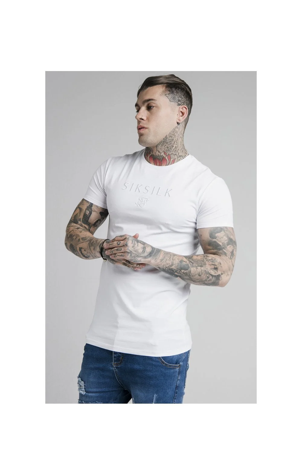 SikSilk S/S Astro Gym Tee - White - Image 2