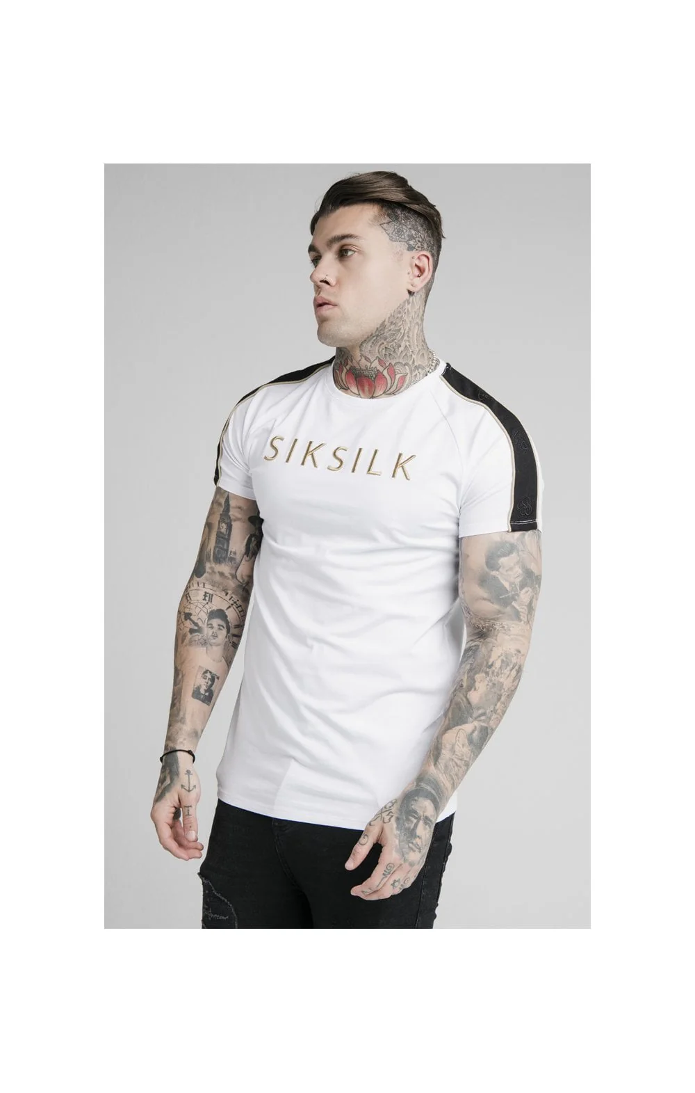 SikSilk S/S Astro Raglan Gym Tee - White - Image 2