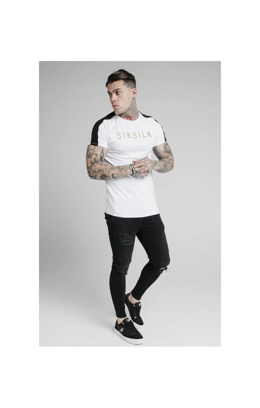 SikSilk S/S Astro Raglan Gym Tee - White - Image 3