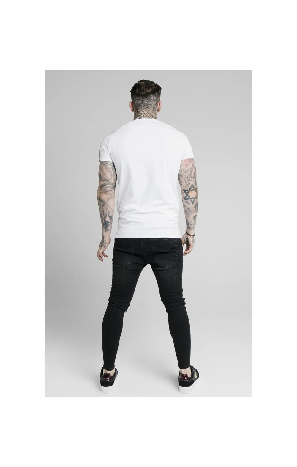 SikSilk S/S Astro Raglan Gym Tee - White - Image 4