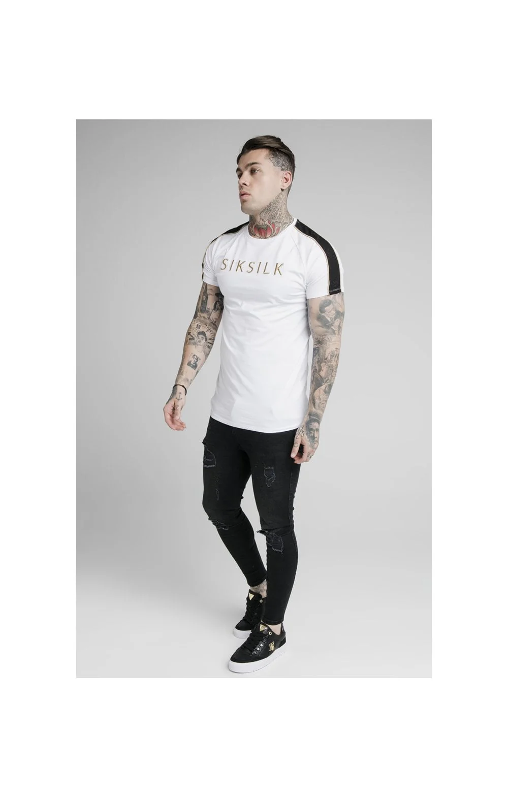 SikSilk S/S Astro Raglan Gym Tee - White - Image 5