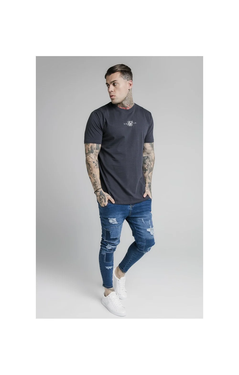 Navy Essential Muscle Fit T-Shirt - Image 3