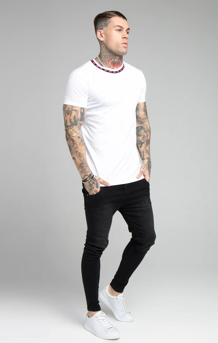 White Logo Muscle Fit T-Shirt - Image 3
