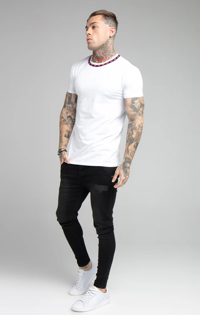 White Logo Muscle Fit T-Shirt - Image 4