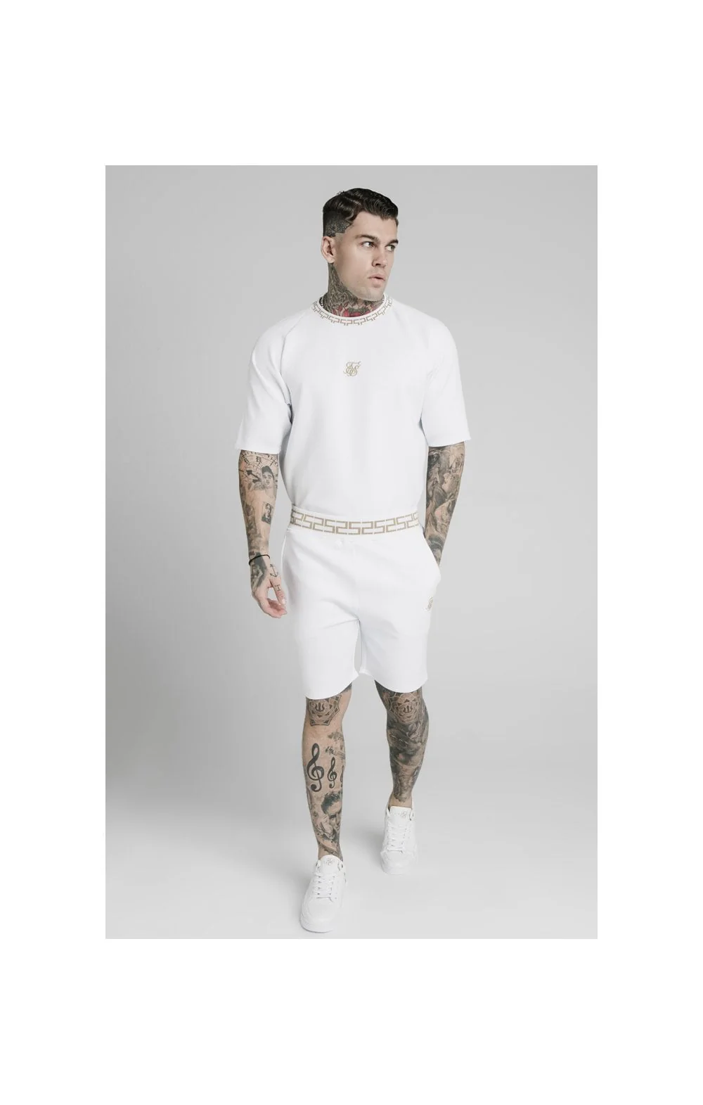 SikSilk S/S Chain Rib Raglan Sweater - White - Image 3
