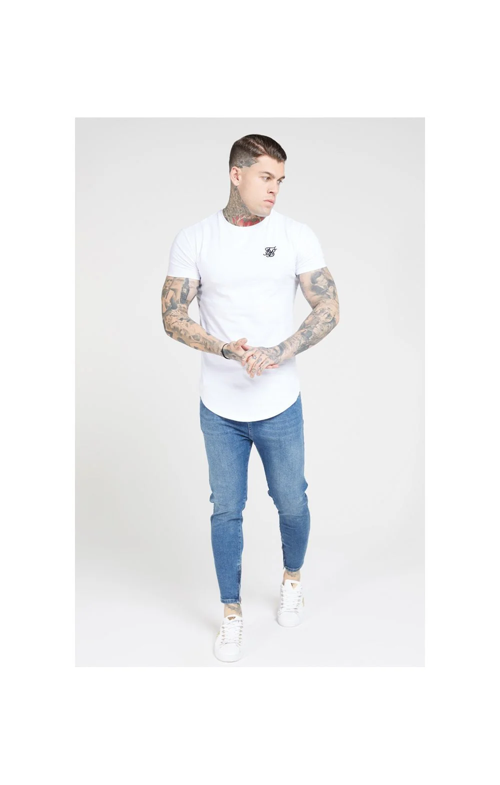 SikSilk S/S Core Gym Tee – White - Image 4
