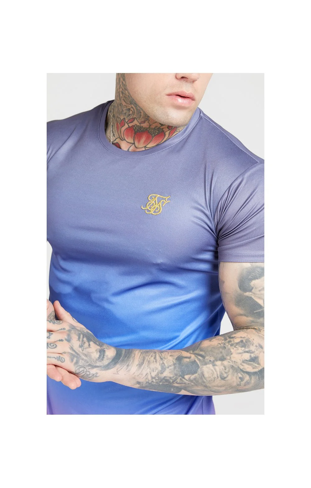 SikSilk S/S Curved Hem Fade Tee – Tri-Neon Fade - Image 2