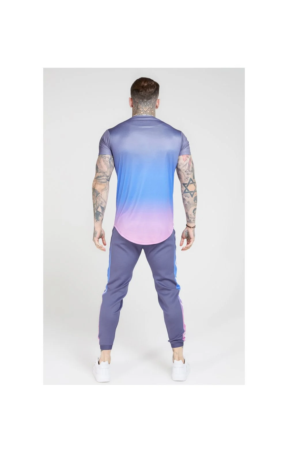 SikSilk S/S Curved Hem Fade Tee – Tri-Neon Fade - Image 6