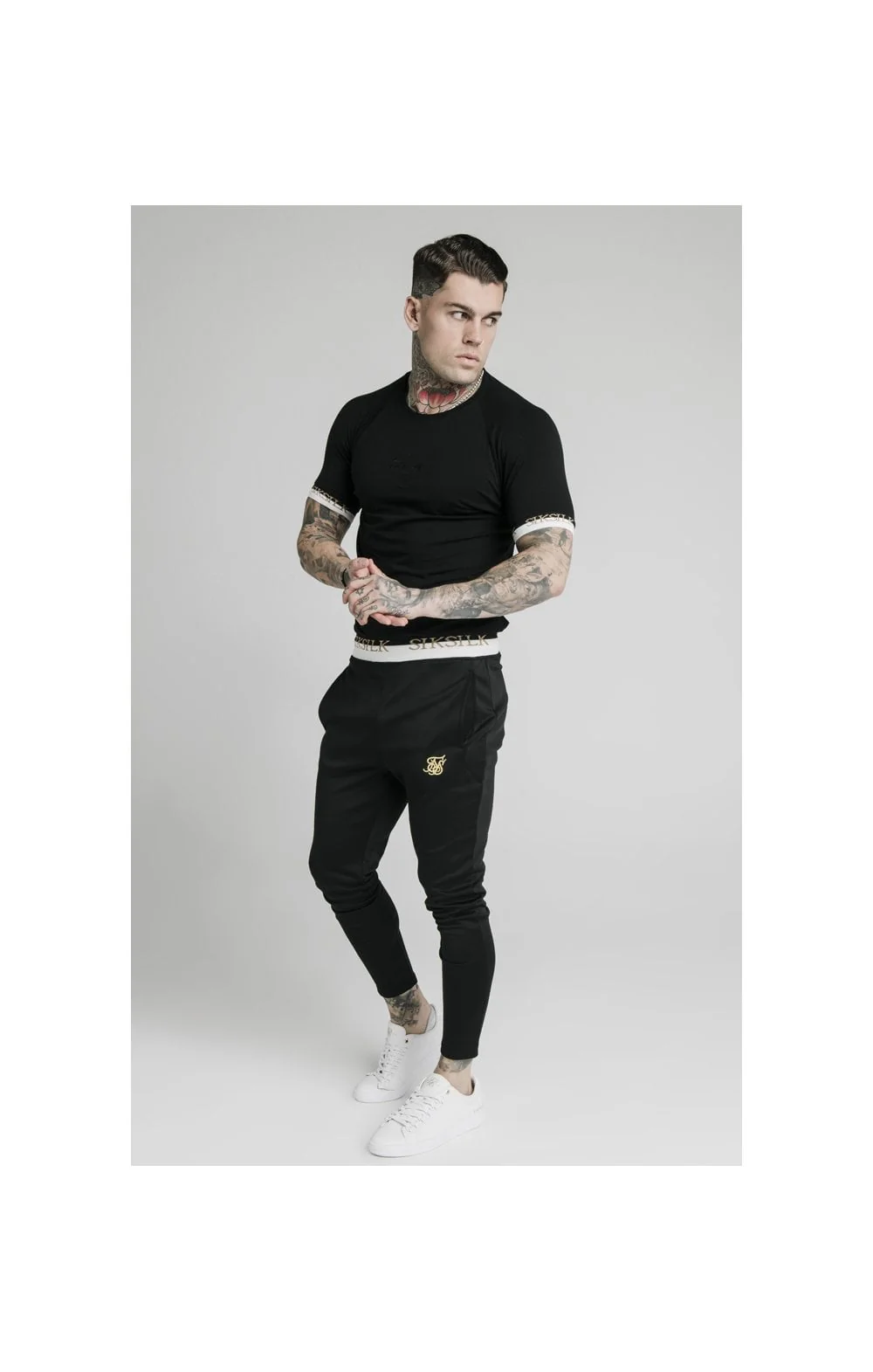 SikSilk S/S Deluxe Raglan Tech Tee - Black - Image 3