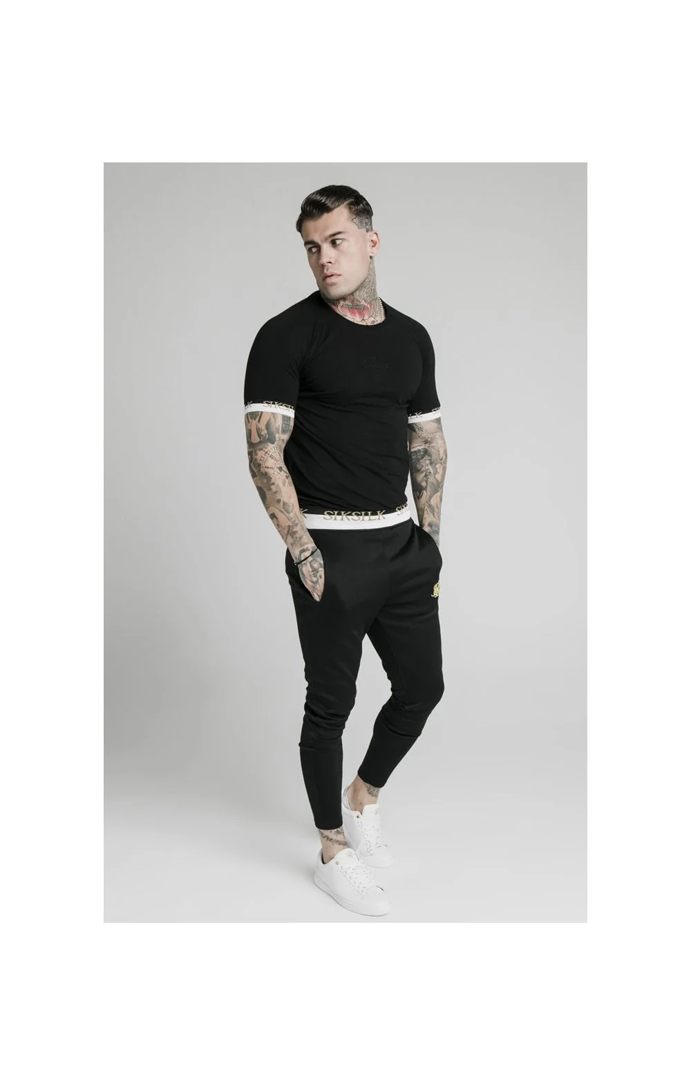SikSilk S/S Deluxe Raglan Tech Tee - Black - Image 4