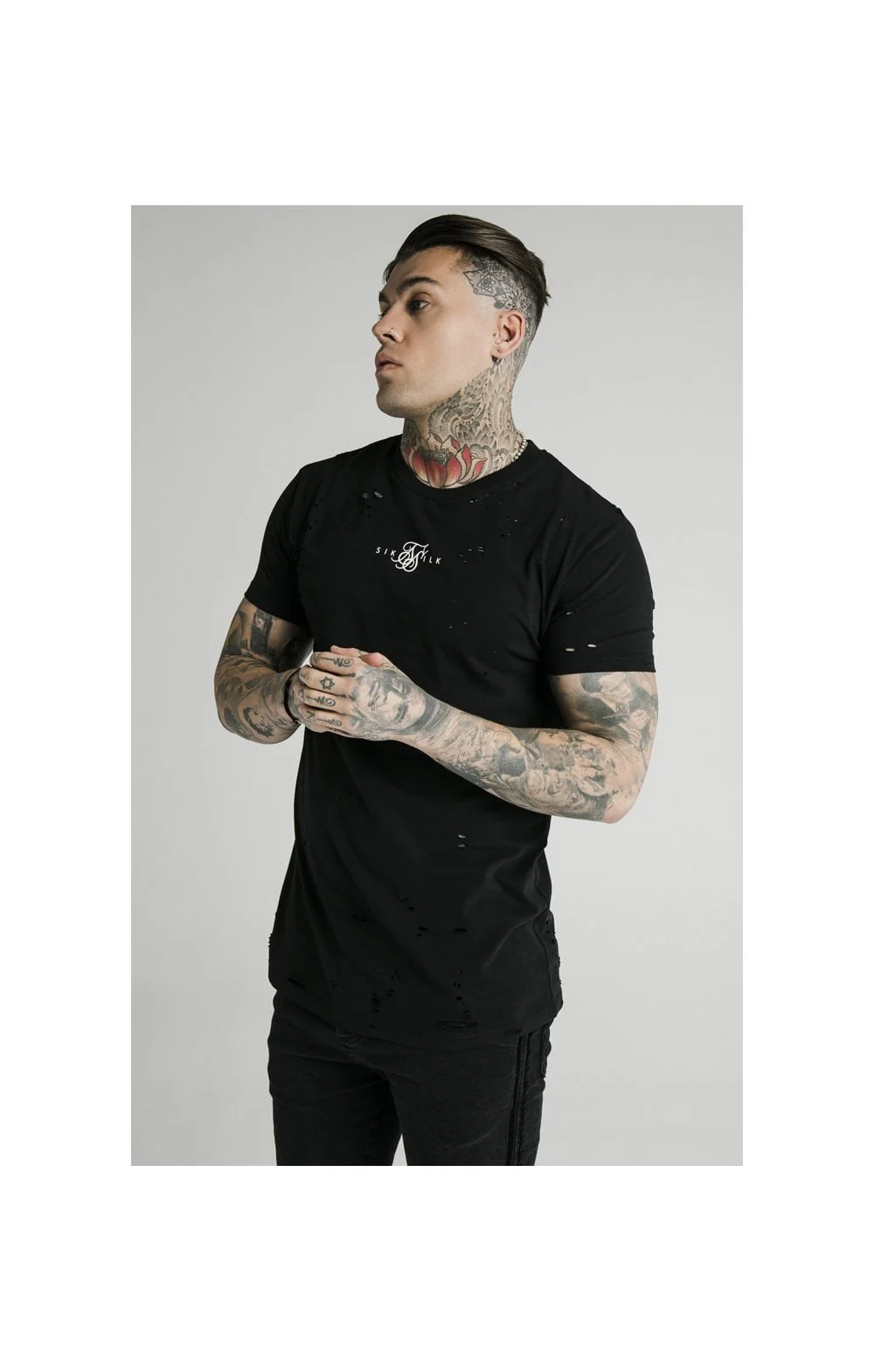 SikSilk S/S Distressed Box Tee - Black
