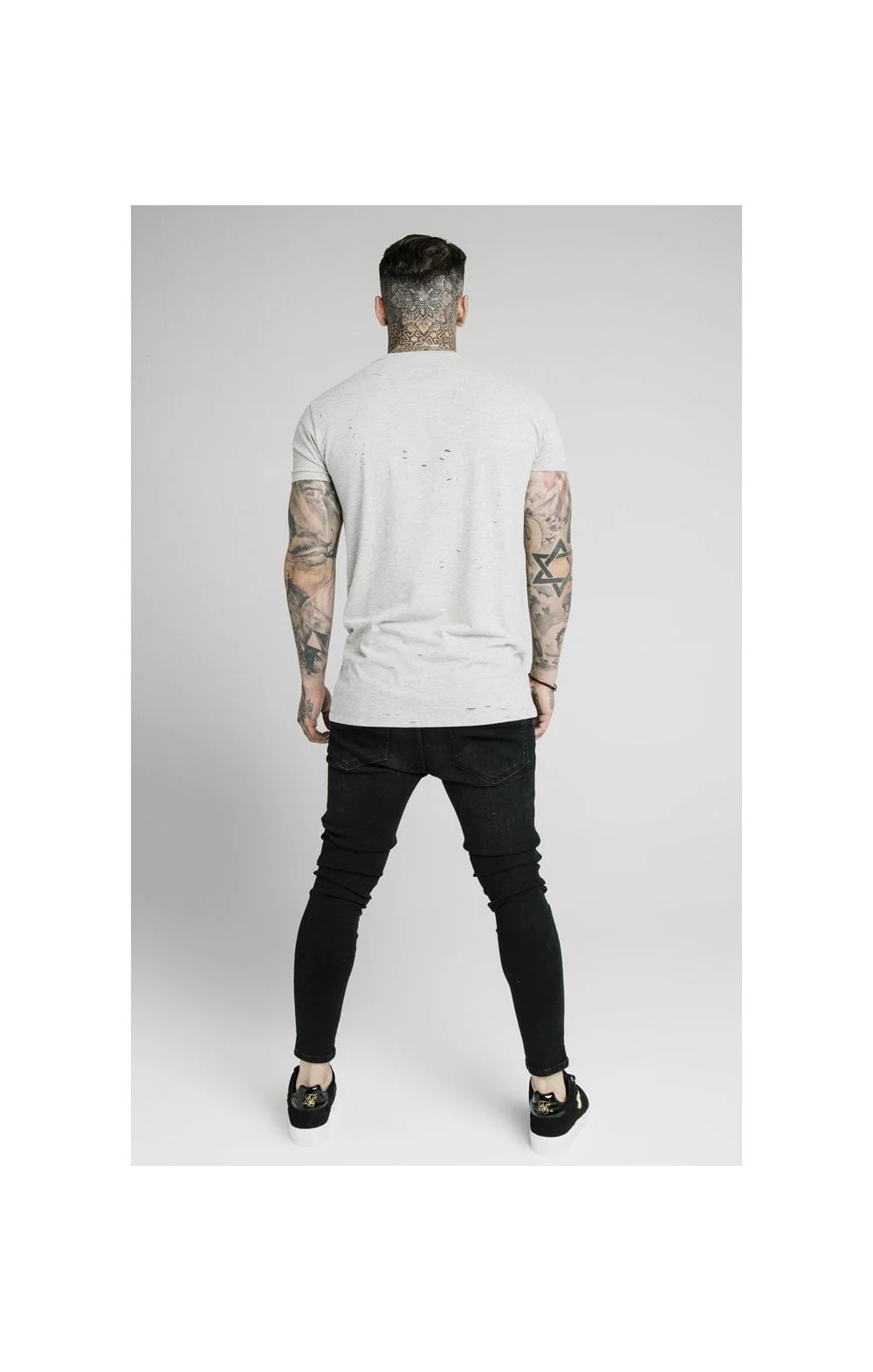 SikSilk S/S Distressed Box Tee - Grey Marl - Image 5