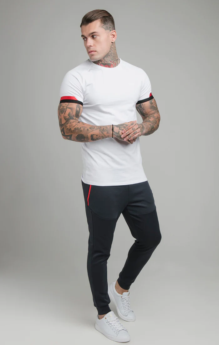 White Patterned Elastic Cuff T-Shirt - Image 6