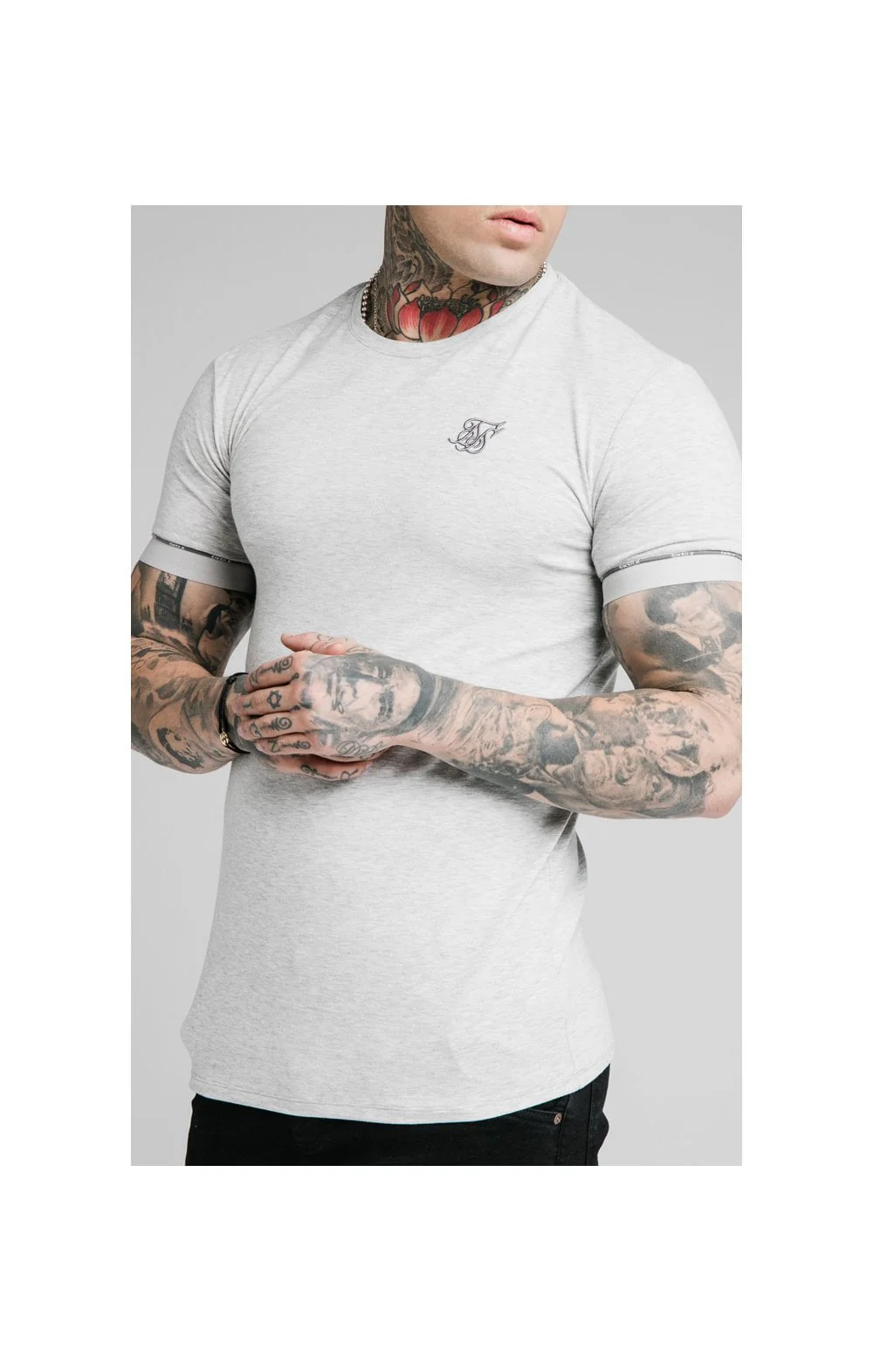 SikSilk S/S Duality Gym Tee - Grey Marl
