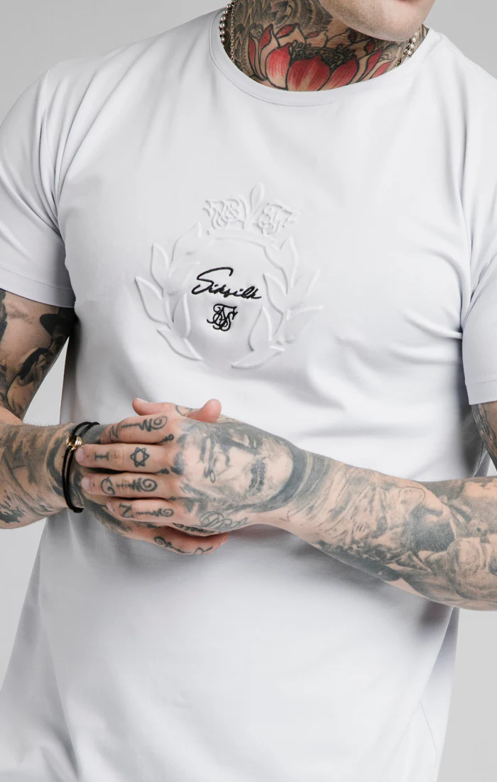 SikSilk S/S Embossed Prestige Gym Tee - Lilac Grey - Image 2