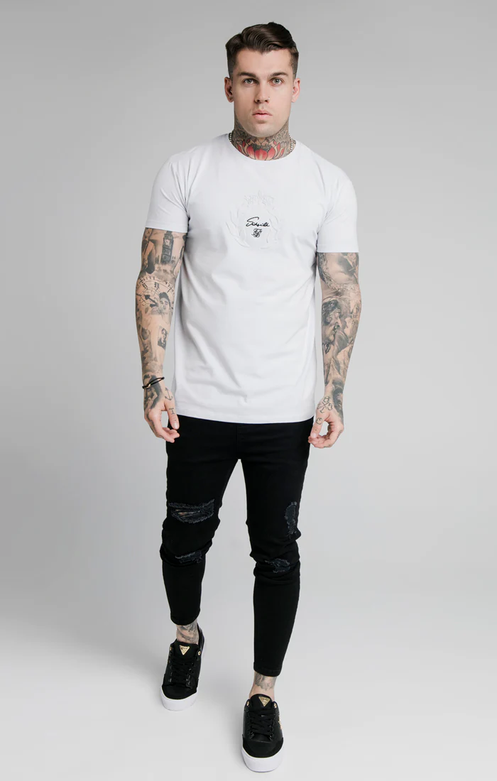 SikSilk S/S Embossed Prestige Gym Tee - Lilac Grey - Image 3