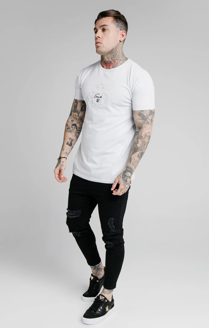 SikSilk S/S Embossed Prestige Gym Tee - Lilac Grey - Image 4