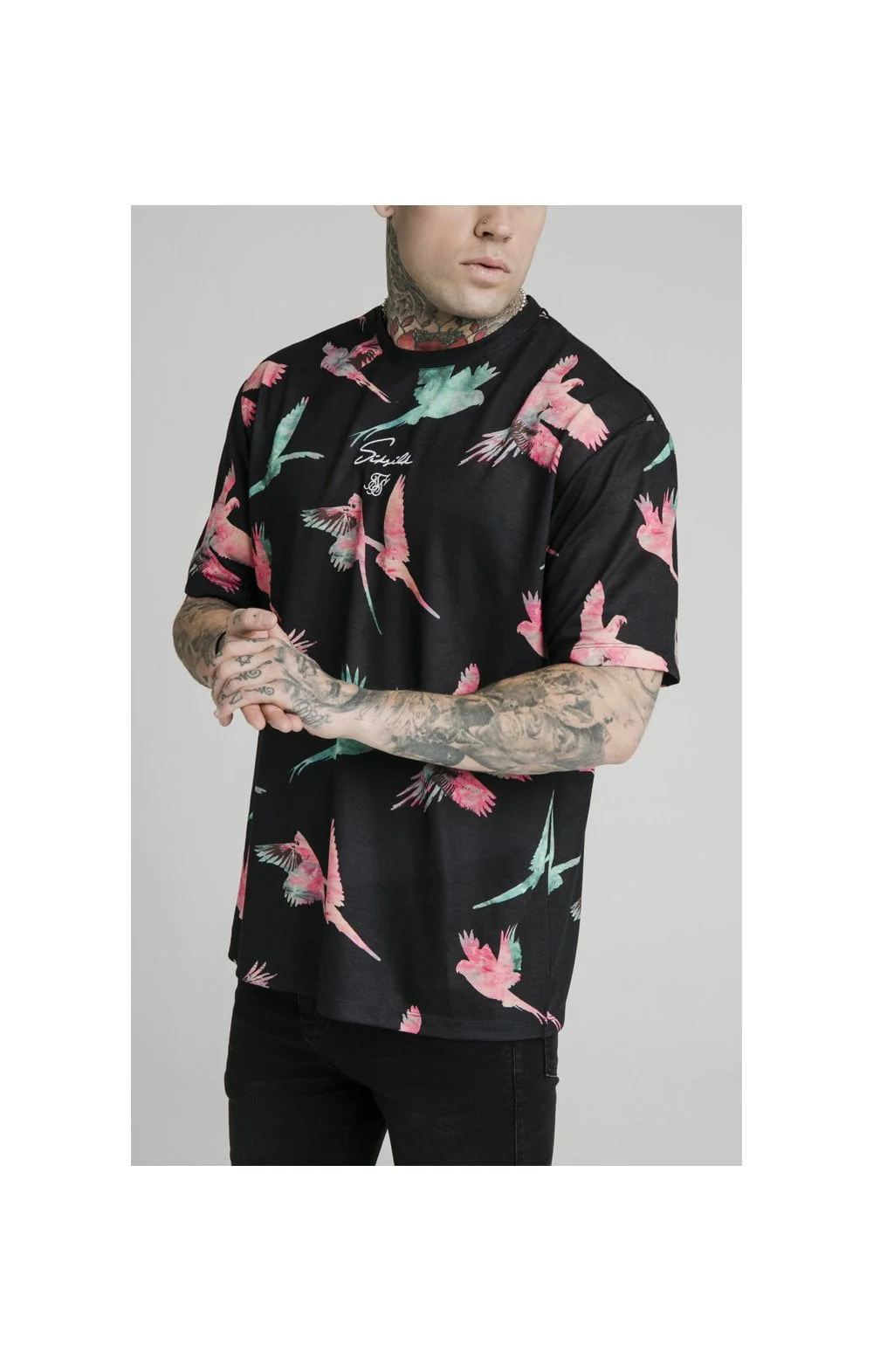 SikSilk S/S Essential Tee - Black,Teal & Pink