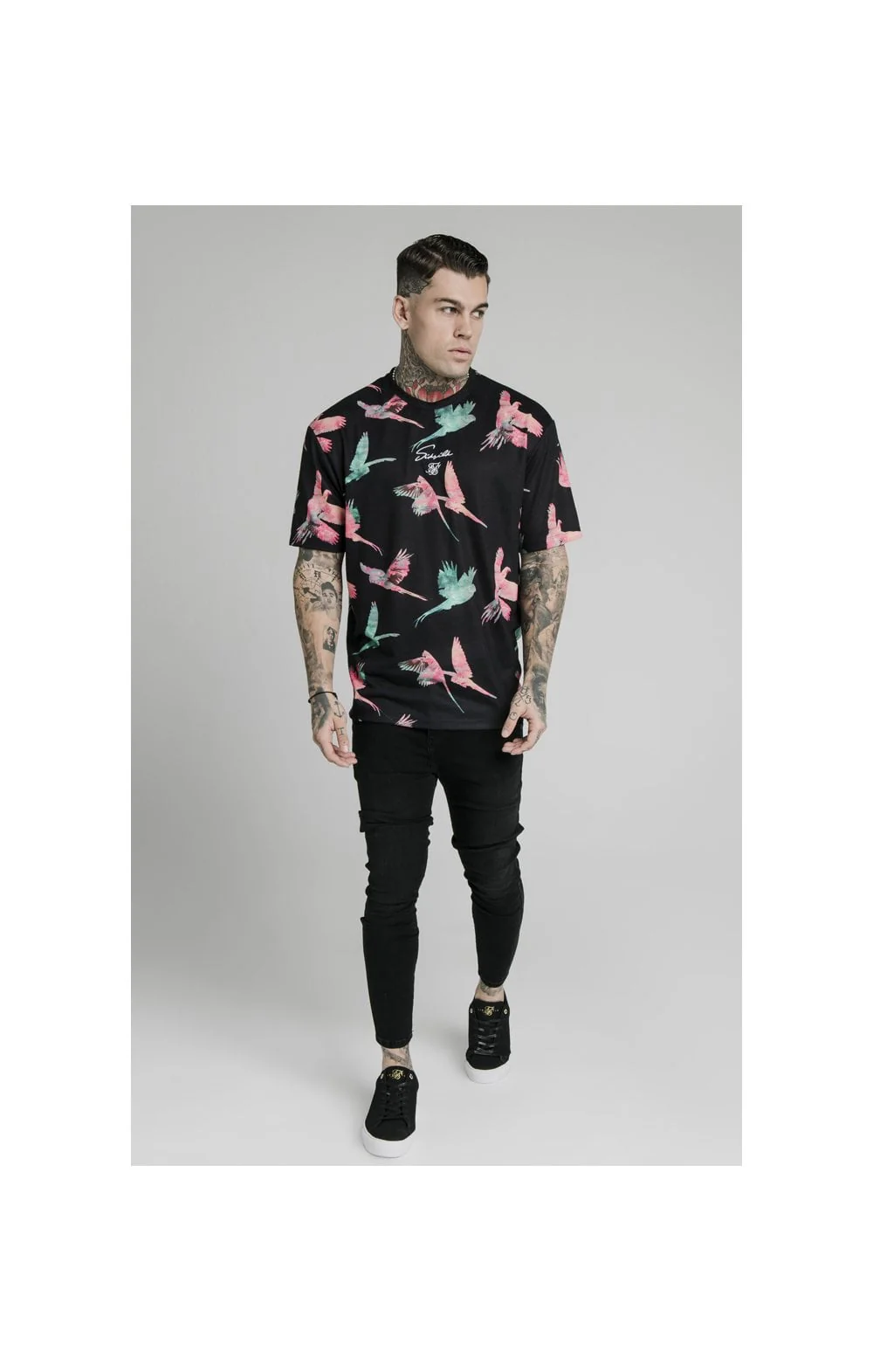 SikSilk S/S Essential Tee - Black,Teal & Pink - Image 2
