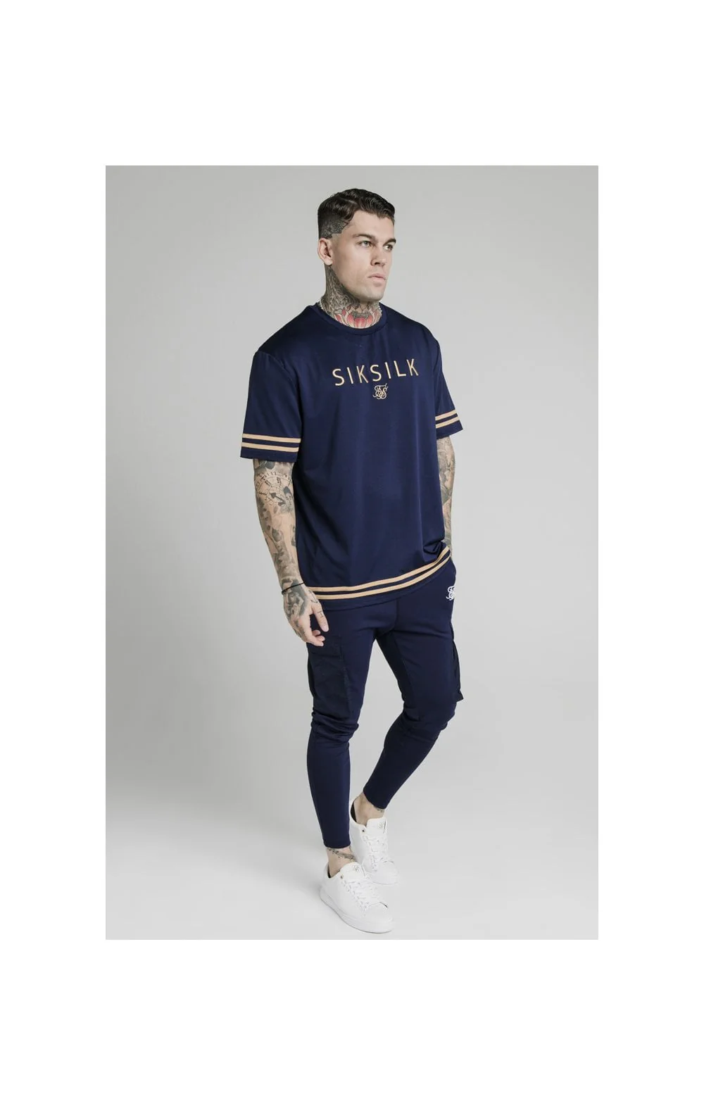 SikSilk S/S Essential Tee - Navy Eclipse - Image 4