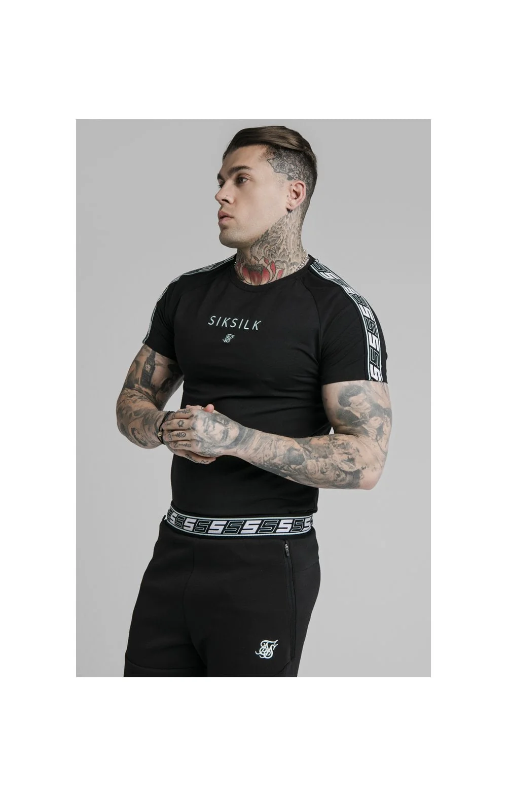 SikSilk S/S Exhibit Raglan Gym Tee - Black