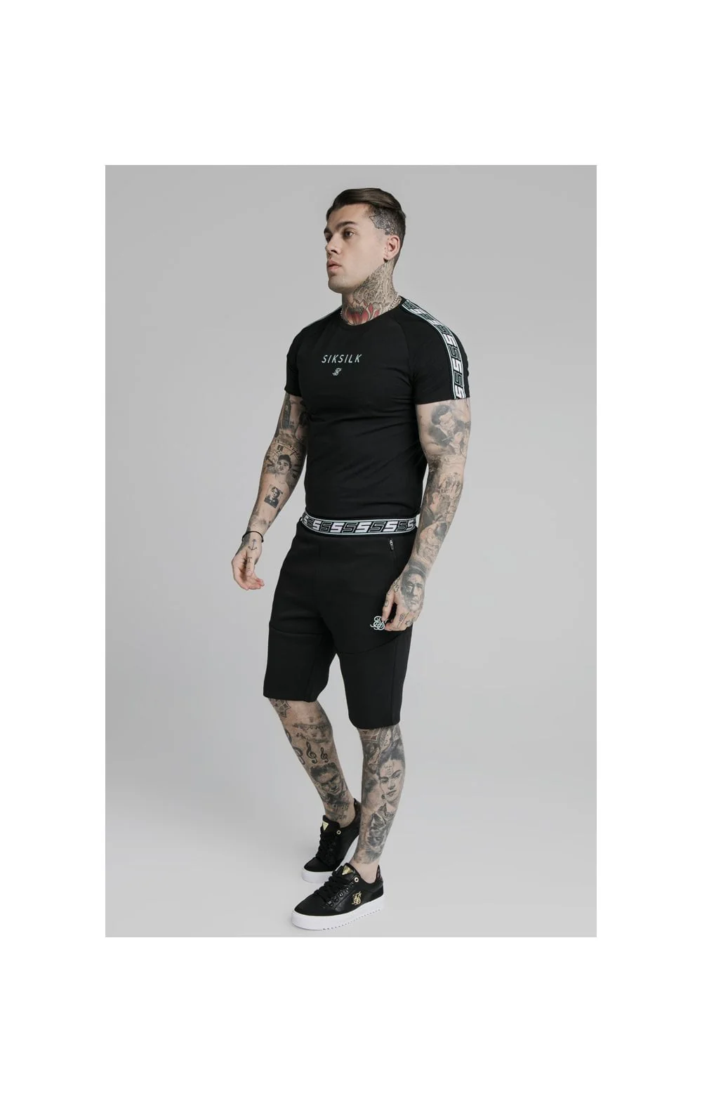 SikSilk S/S Exhibit Raglan Gym Tee - Black - Image 3