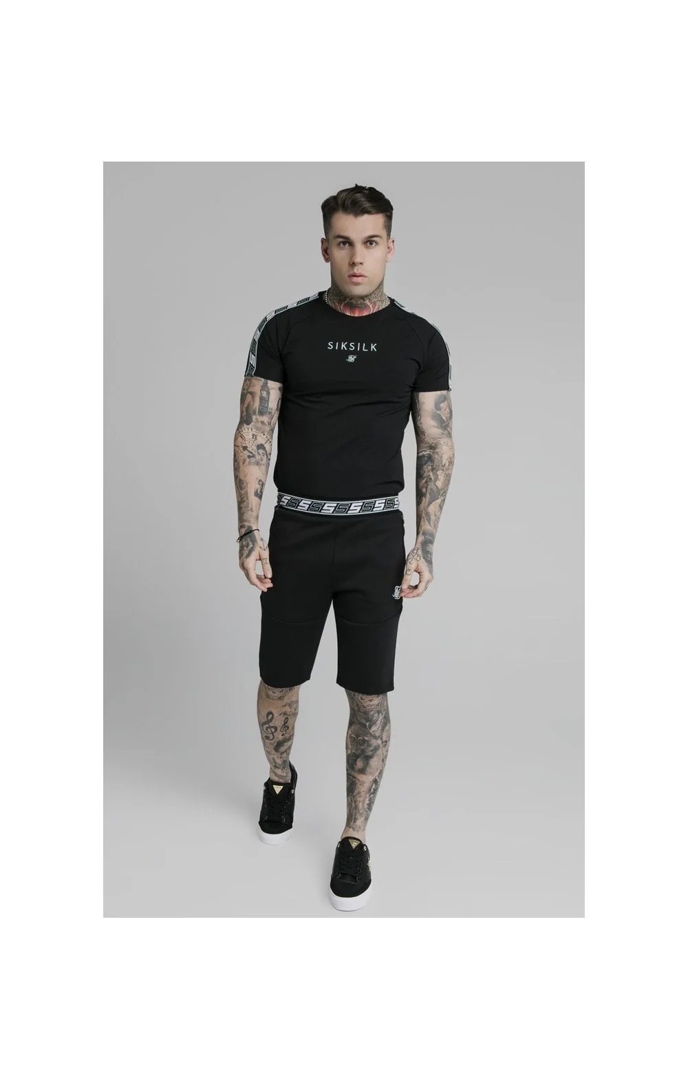 SikSilk S/S Exhibit Raglan Gym Tee - Black - Image 5
