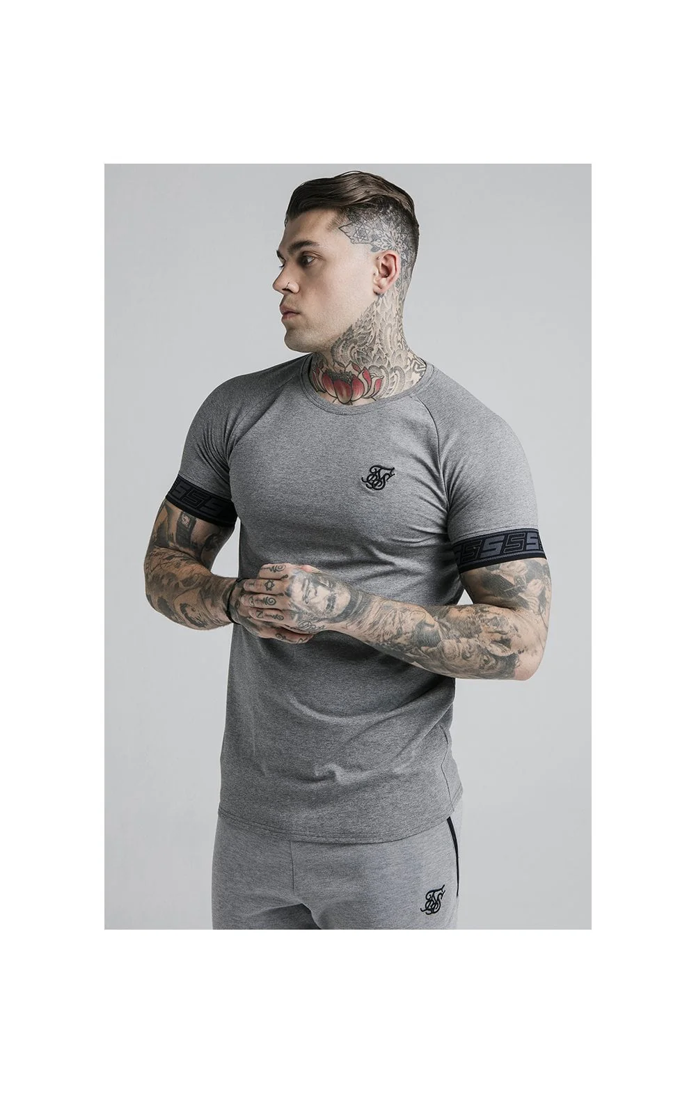 SikSilk S/S Exhibit Tech Tee - Grey Marl