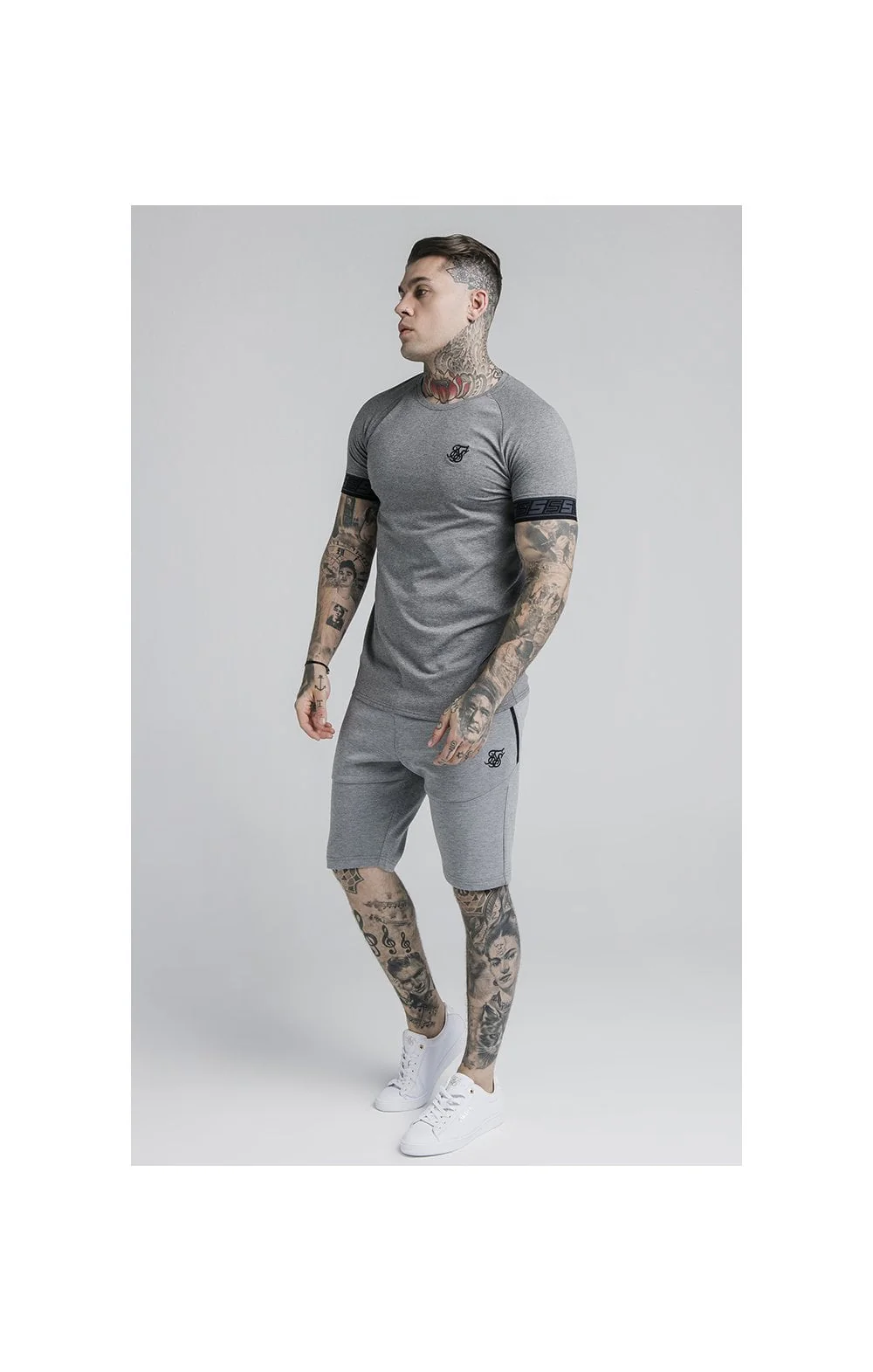 SikSilk S/S Exhibit Tech Tee - Grey Marl - Image 3