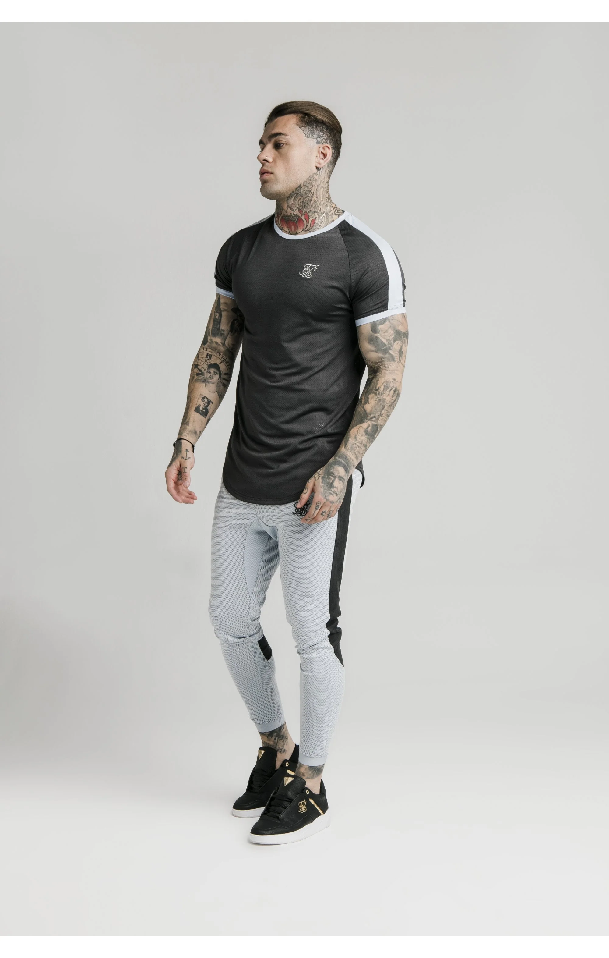 SikSilk S/S Eyelet Tech Tee – Charcoal Grey - Image 5