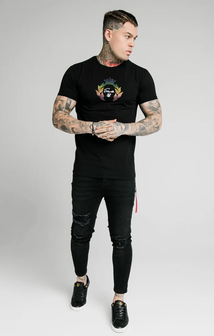 SikSilk S/S Fade Prestige Gym Tee - Black - Image 3