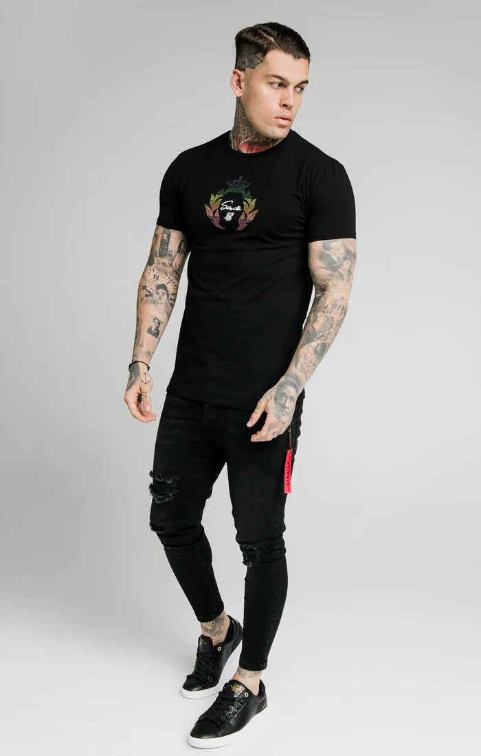 SikSilk S/S Fade Prestige Gym Tee - Black - Image 4