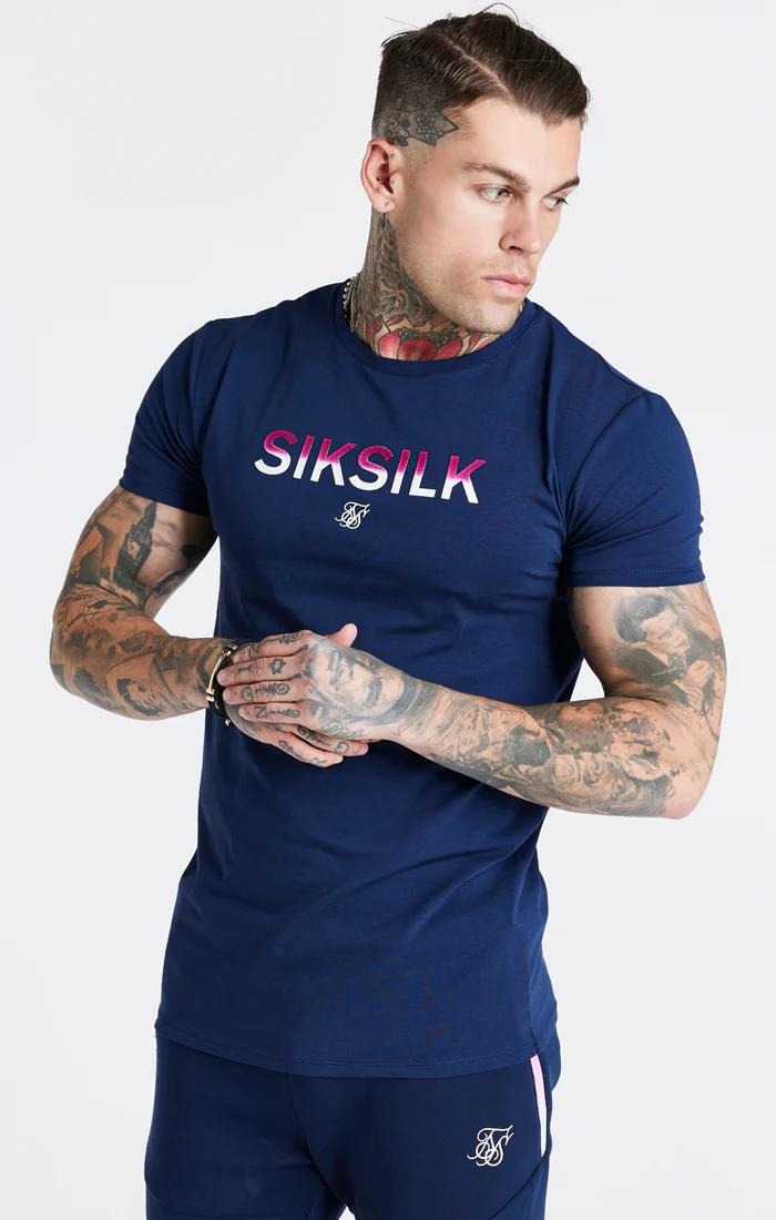 Navy Print Muscle Fit T-Shirt - Image 2