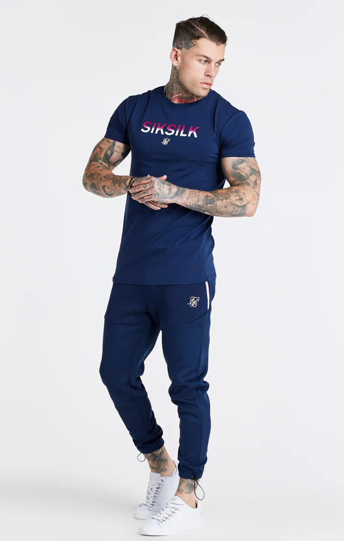 Navy Print Muscle Fit T-Shirt - Image 5