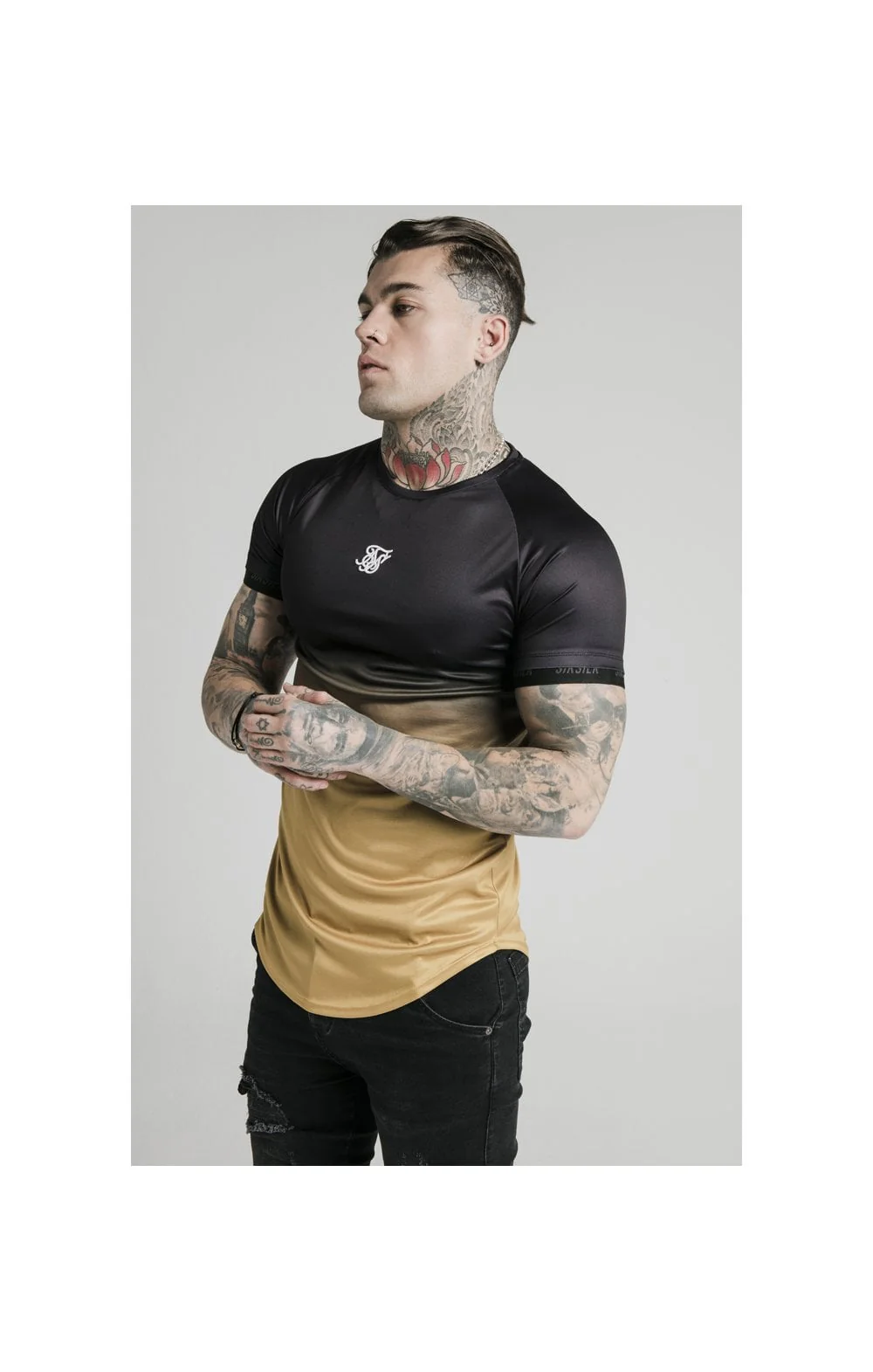 SikSilk S/S  Fade Tech Tee - Black & Gold
