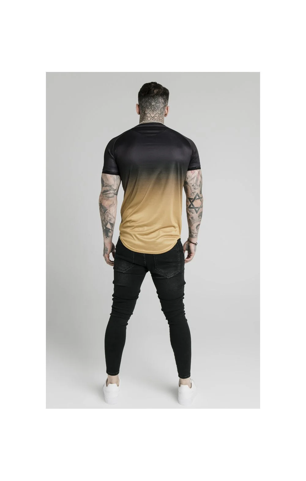 SikSilk S/S  Fade Tech Tee - Black & Gold - Image 6