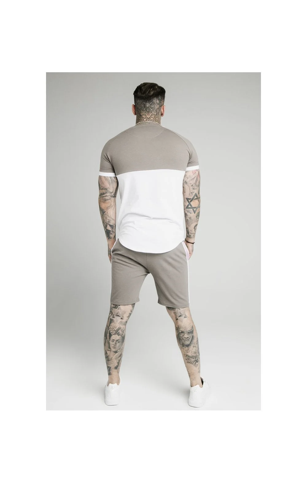 SikSilk S/S Fade Tee – White,Grey & Pink - Image 6