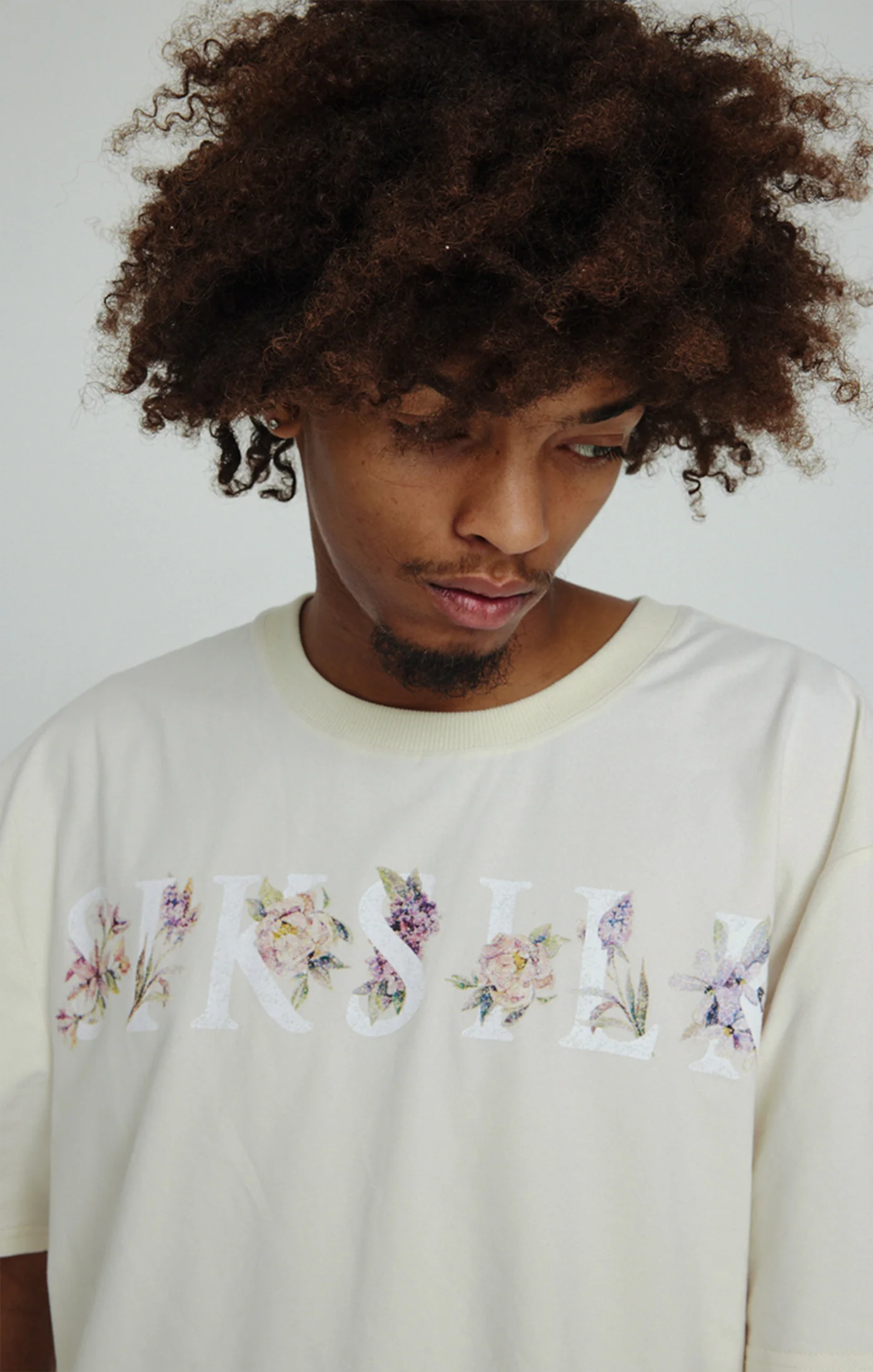 Ecru Floral Oversized T-Shirt
